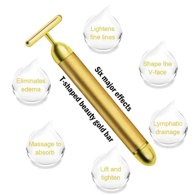 24K Gold T-Shape Vibrating Face Massager 🌟Diwali Offer 50% OFF🌟