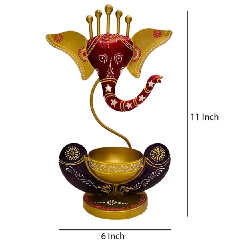 Intricately Crafted Spiritual Decor Ganesha with Diya Holder