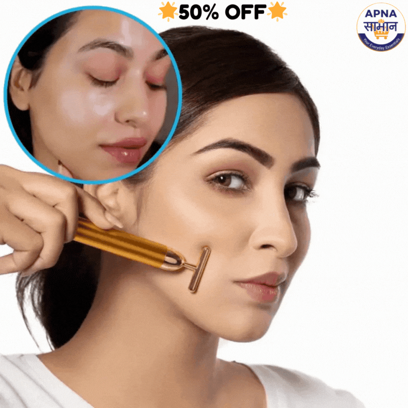 24K Gold T-Shape Vibrating Face Massager 🌟Diwali Offer 50% OFF🌟