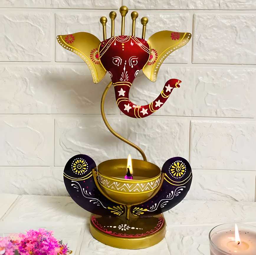 Intricately Crafted Spiritual Decor Ganesha with Diya Holder