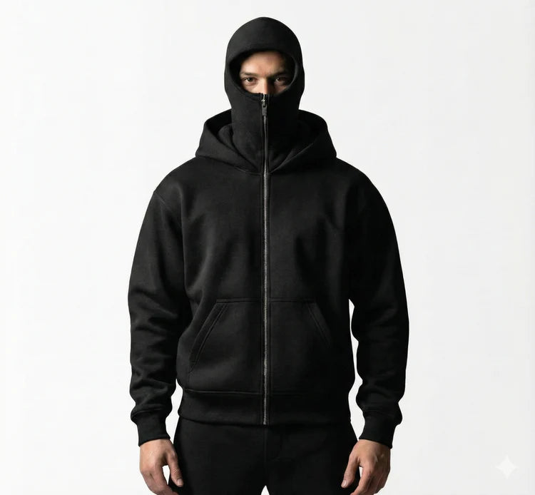 Men's Full Sleeves Zipper Hoodie with Mask